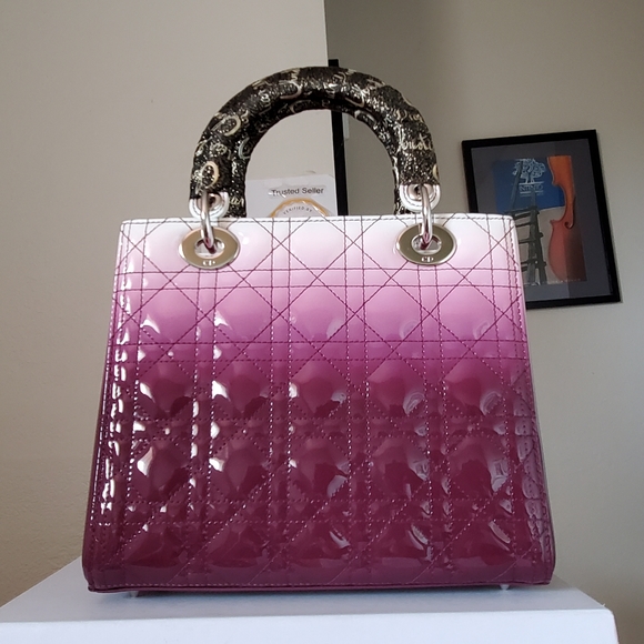 Lady Dior purple white silver hard ware medium bag - Picture 7 of 14